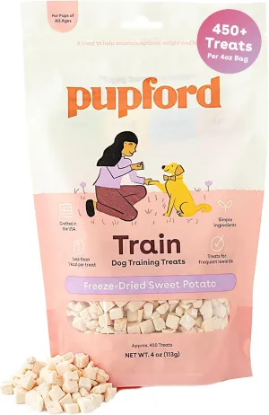 Pupford Freeze Dried Training Treats for Dogs & Puppies, 450  One Ingredient Bites (Sweet Potato, 4 oz)
