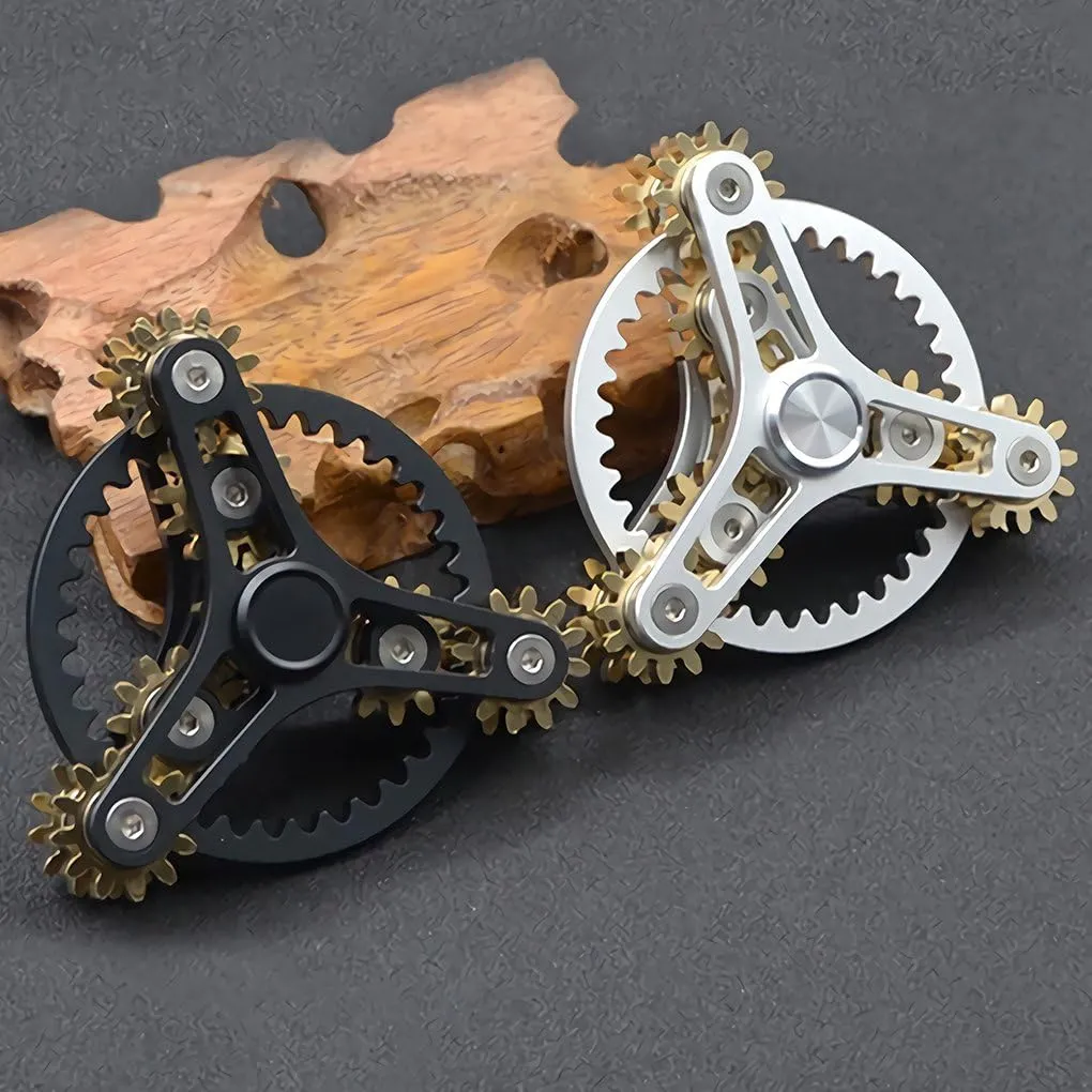 Pure Brass Fidget Spinner Gears Linkage Fidget Toy Metal DIY Hand Spinner Spins Long Time EDC Focus Meditation Break Bad Habits ADHD with Multiple Premium Bearings (13 Bearings White)