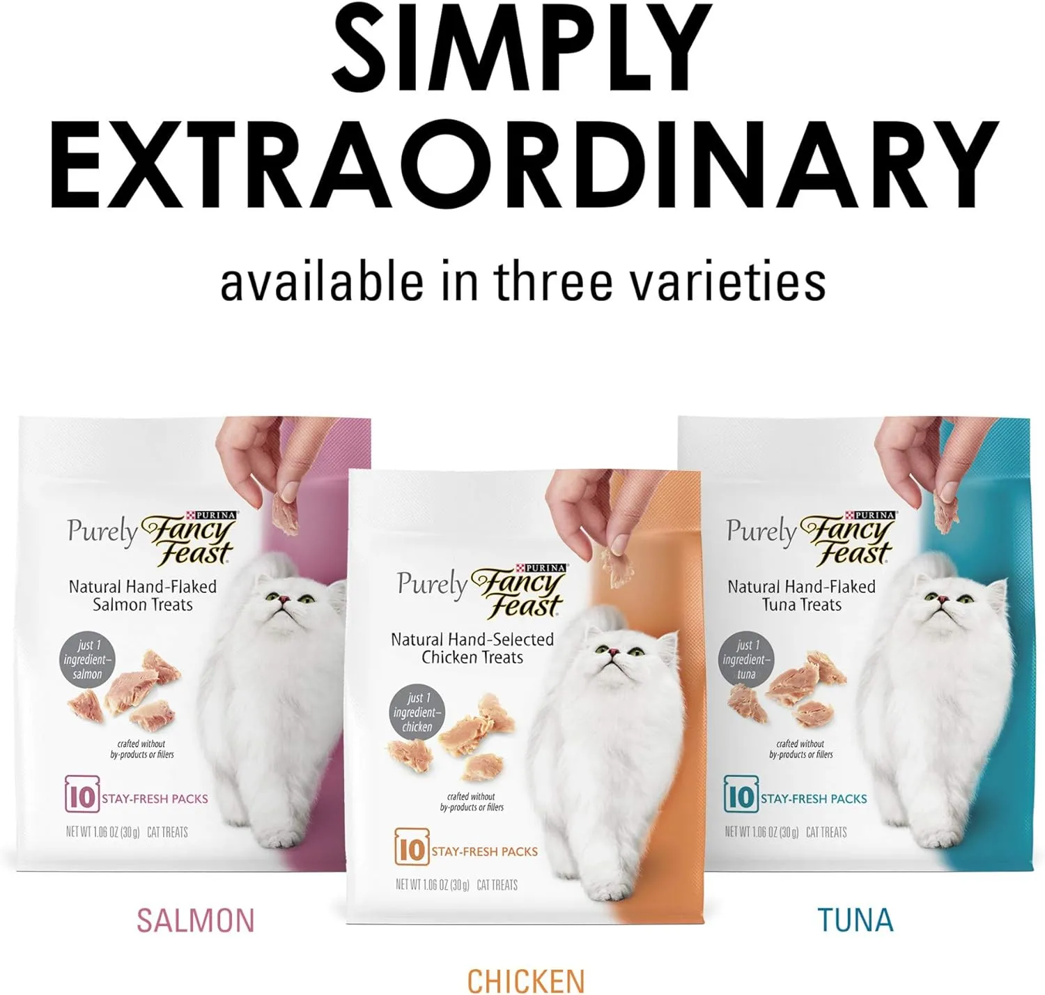 Purina Fancy Feast Natural Cat Treats Variety Pack, Purely Natural - (Pack of 5) 10 ct. Pouches