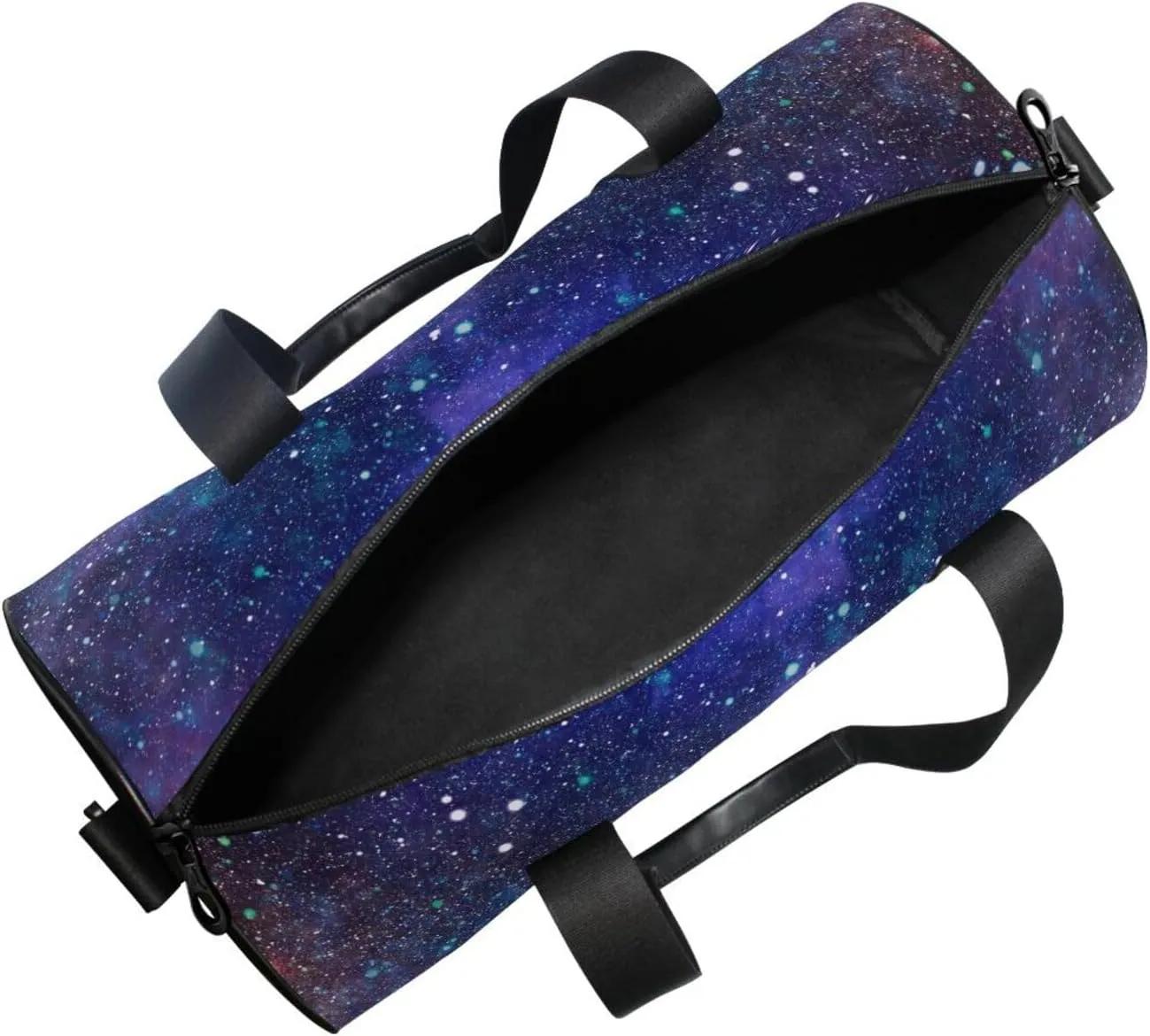 Purple Blue Galaxy Space with Glitter Stars Outer Space Galaxies Portable Gym Bag, Travel Bag, Luggage bag, Sports Bag, Toiletry Bag with Handles, Detachable Shoulder Strap 17.6 x 9 x 9 inch