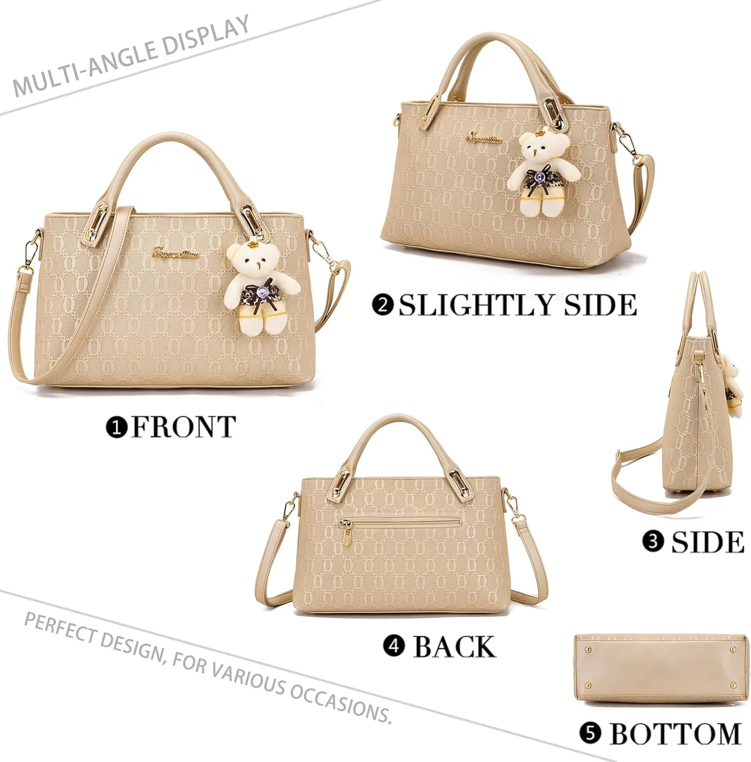 Purse for Women Fashion Medium Shoulder Bag Crossbody Bag Top Handle Tote Handbag Set 4PCS