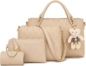 Purse for Women Fashion Medium Shoulder Bag Crossbody Bag Top Handle Tote Handbag Set 4PCS