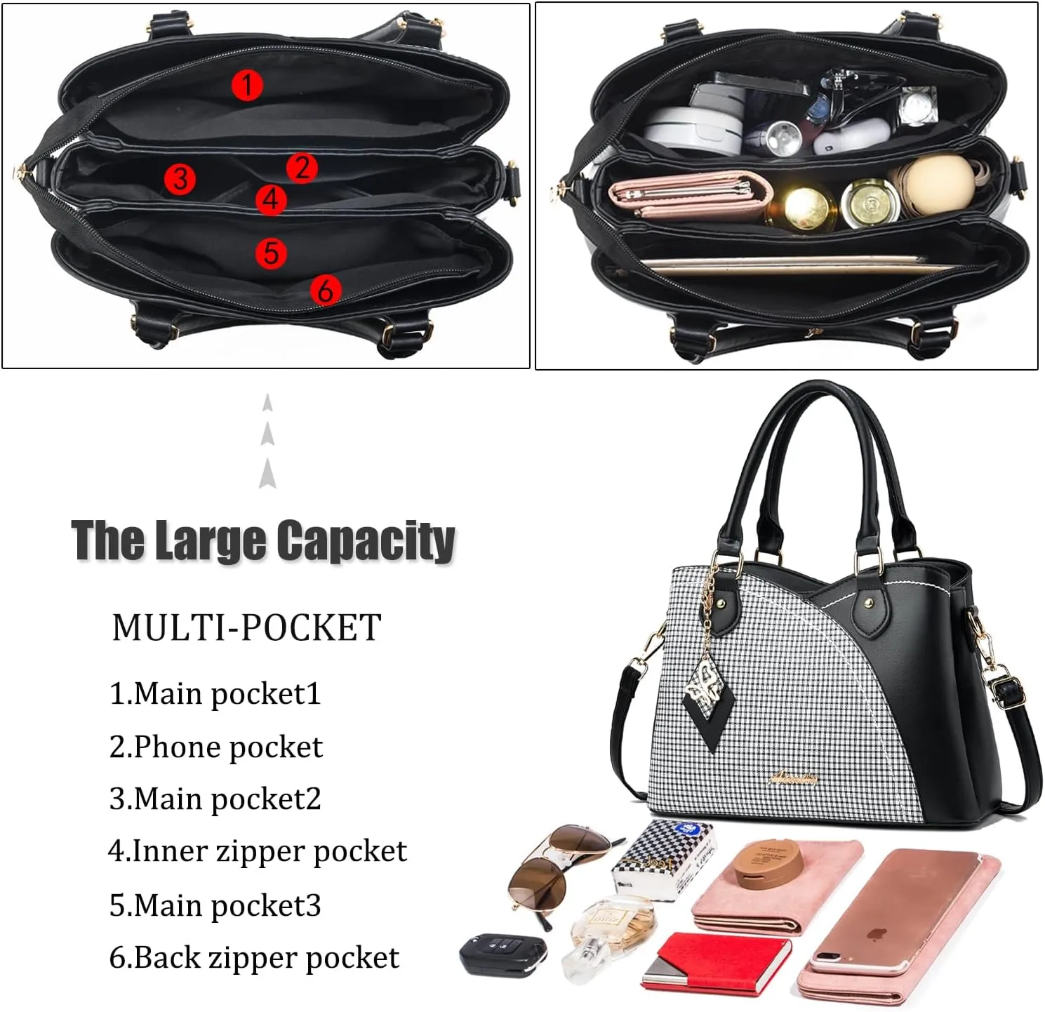 Purses and Handbags for Women Tote PU Leather Ladies Satchel Top Handle Crossbody Shoulder Bag