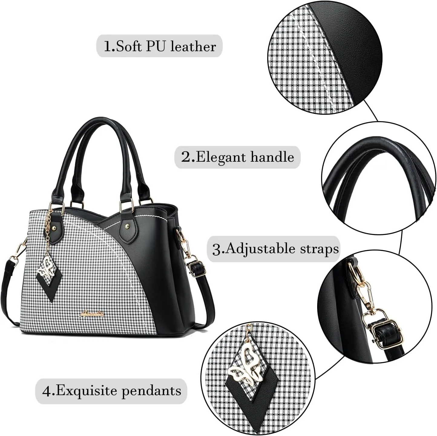 Purses and Handbags for Women Tote PU Leather Ladies Satchel Top Handle Crossbody Shoulder Bag