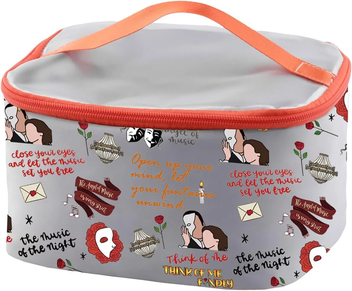 PXTIDY Opera Drama Inspired Travel Makeup Case Mask Cosmetic Organizer Bag Musical Theatre Lover Gift