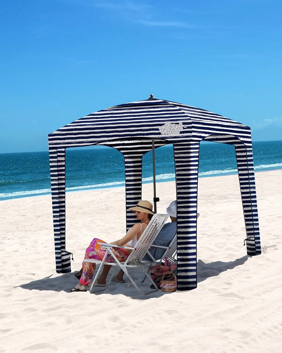 Qipi Beach Cabana - Easy to Set Up Canopy, Waterproof, Portable 6' x 6' Beach Shelter, Included Side Wall, Shade with UPF 50  UV Protection, Ultimate Sun Umbrella - for Kids, Family & Friends