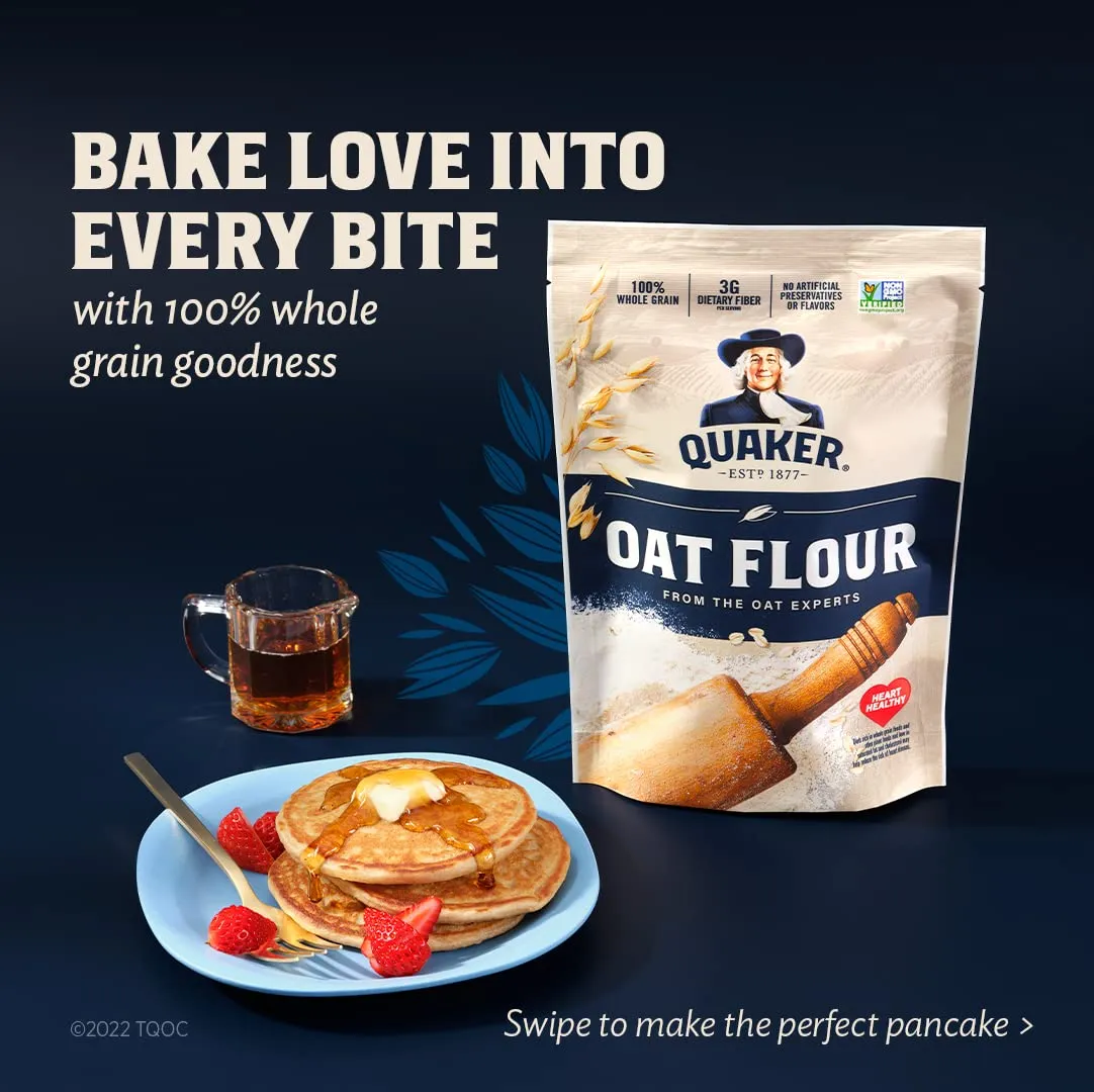 Quaker Oat Flour Stand Up Pouches, 20oz, (3 Pack)