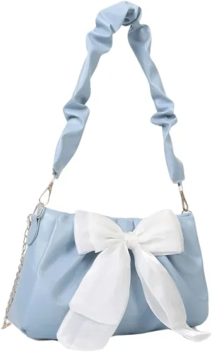 QWINEE Bow Shaped Square Bag Ruched Purse Handbags Ladies Shoulder Underarm Totes Bag Evening Bag Clutch