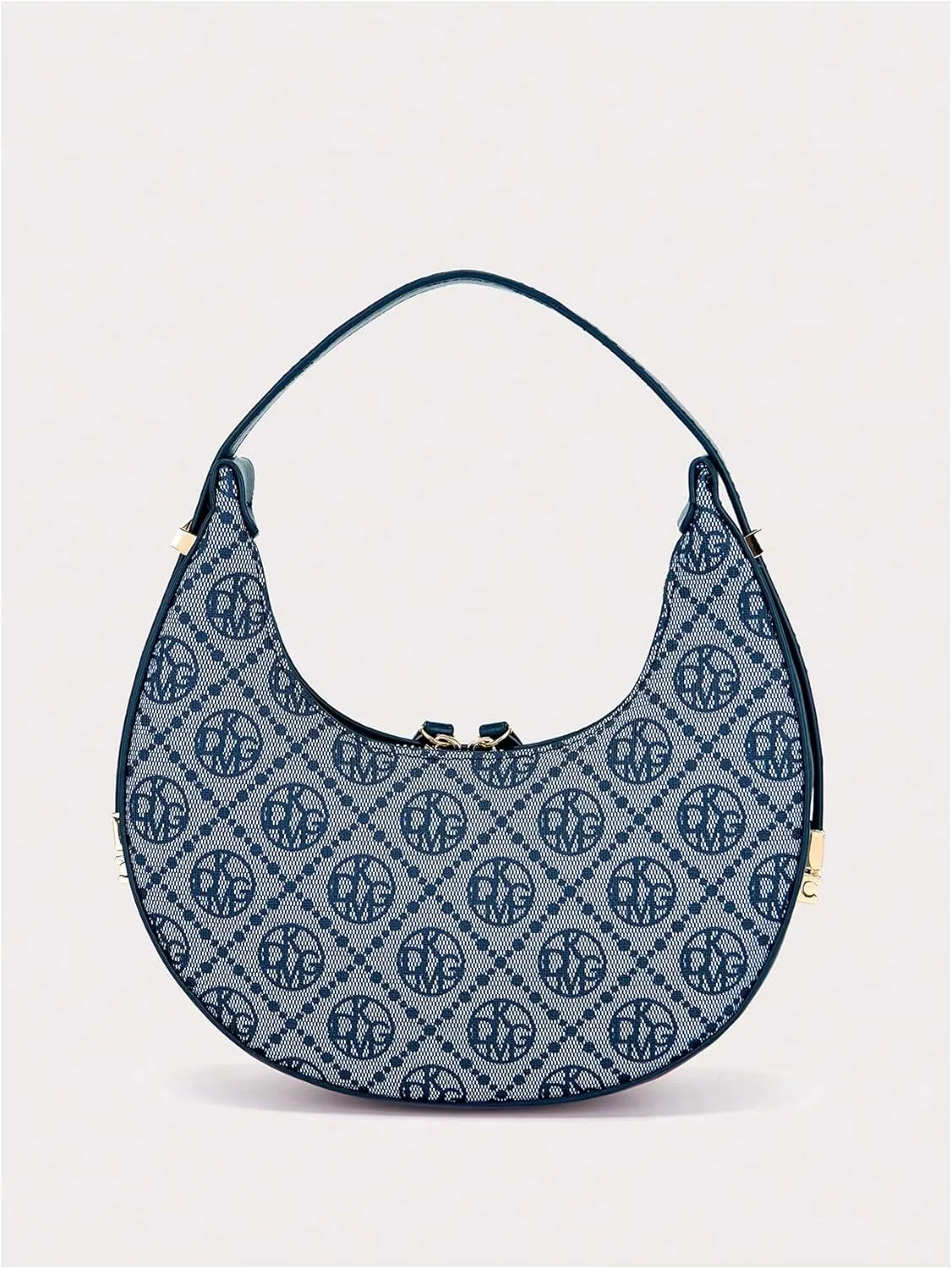 QWINEE Women's Graphic Zipper Hobo Bags Y2K Crescent Shoulder Clutch Purses Top Handle Small Underarm Bag