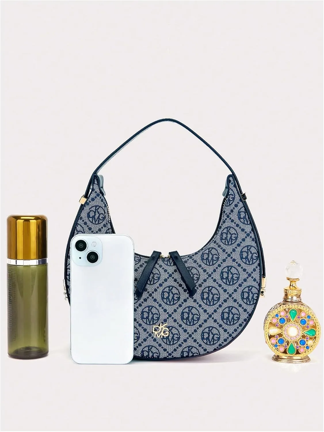 QWINEE Women's Graphic Zipper Hobo Bags Y2K Crescent Shoulder Clutch Purses Top Handle Small Underarm Bag