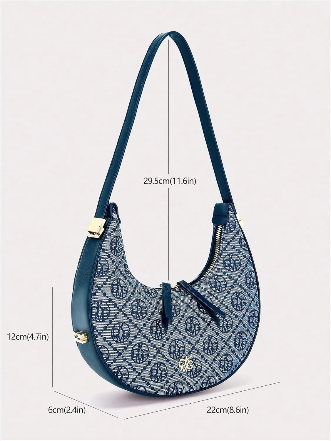 QWINEE Women's Graphic Zipper Hobo Bags Y2K Crescent Shoulder Clutch Purses Top Handle Small Underarm Bag