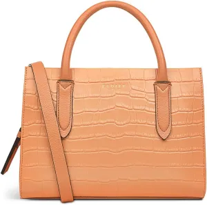 RADLEY London Arlington Court Faux Crocodile Women's Small Leather Ziptop Satchel Bag, Sunset
