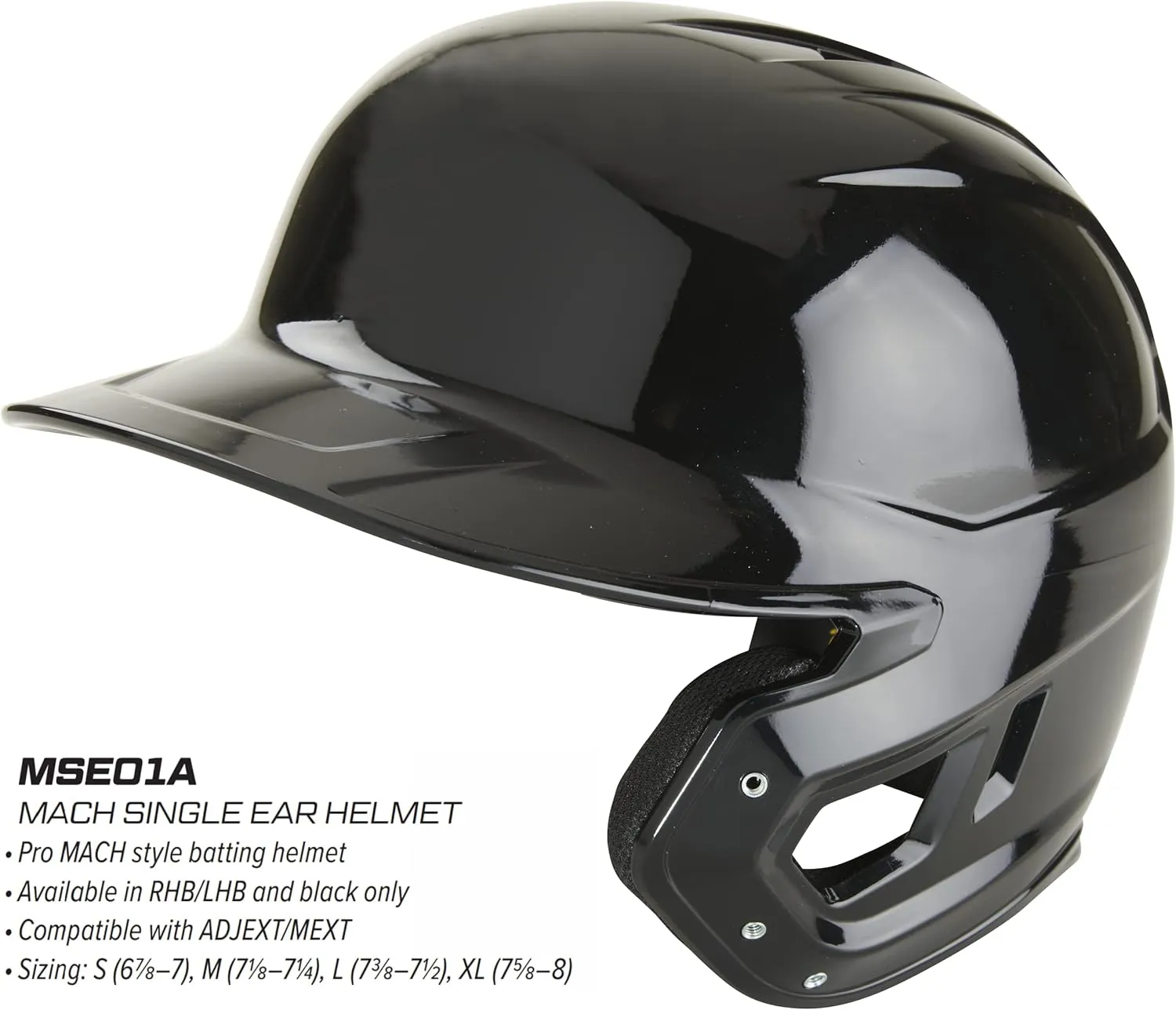 Rawlings | MACH Single Ear Batting Helmet | Pro-Style Baseball Helmet | Right Hand & Left Hand Batter Options