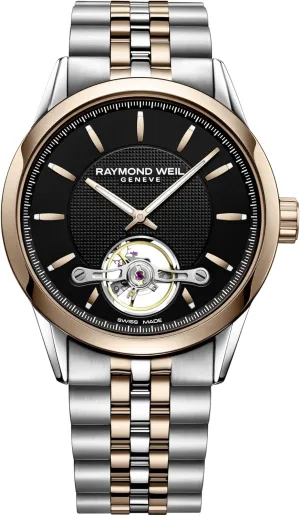 Raymond Weil Freelancer 2780 SP5-20001 Men's Round Mechanical Watch with Automatic Winding and Visible Balance, Black, Boite 42 mm, Bracelet