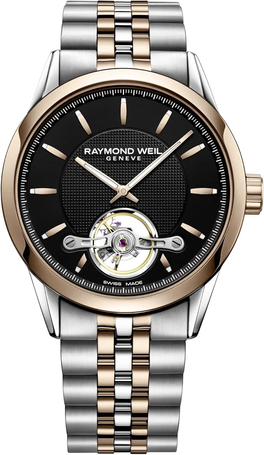 Raymond Weil Freelancer 2780 SP5-20001 Men's Round Mechanical Watch with Automatic Winding and Visible Balance, Black, Boite 42 mm, Bracelet