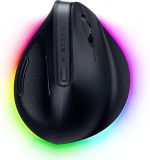 Razer Pro Click V2 Vertical Wireless Mouse: 6 Button Ergonomic Design - One Click AI Prompt - Long Battery Life - Multi Device Connectivity via 2.4GHz, Bluetooth, or USB C Wired Mode - Chroma RGB