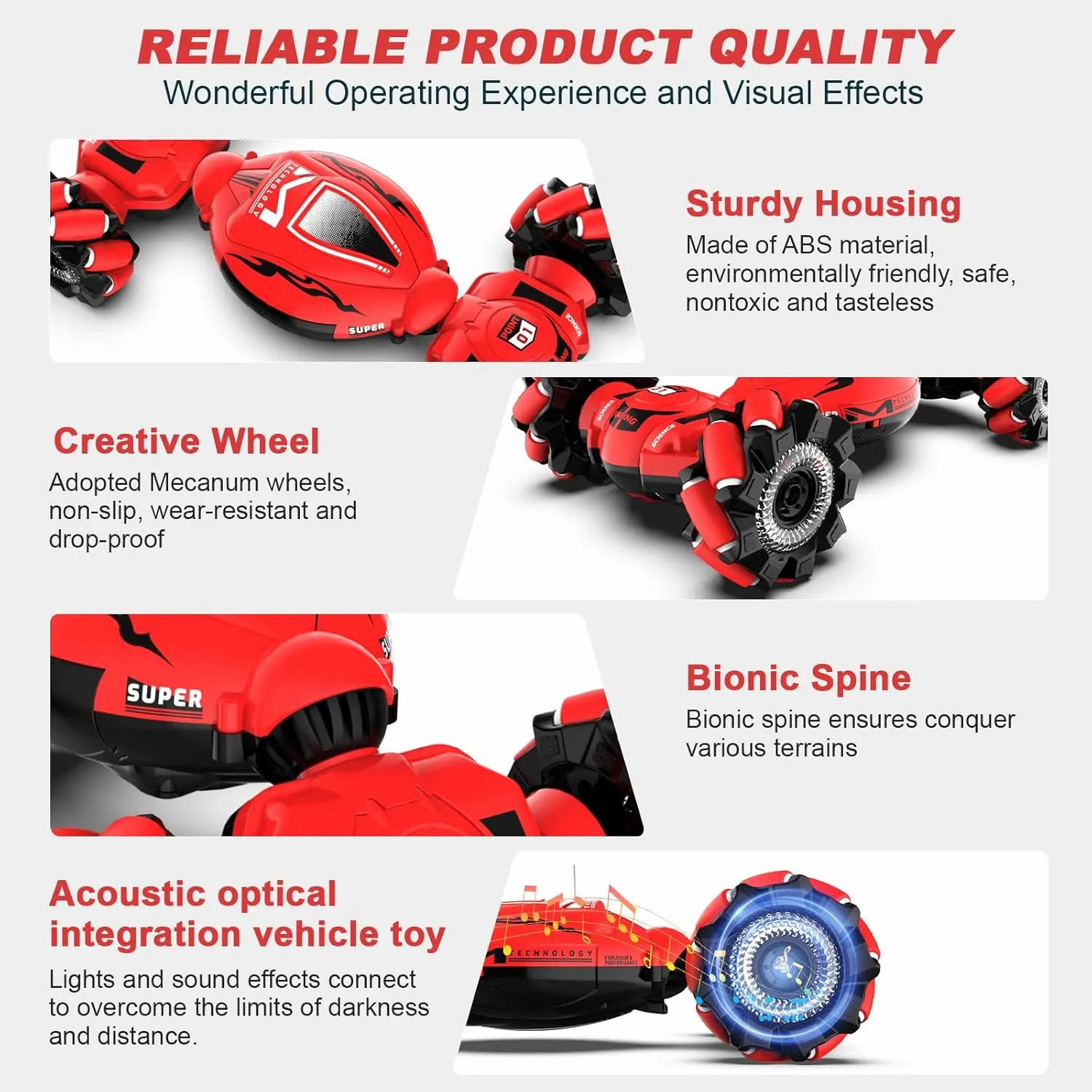 RC Car Toys for Boys Girls 6-12, Birthday Xmas Gifts for 6 7 8 9 10 11 12 Years Old, Gesture Sensing RC Stunt Car with Lights Music 2.4GHz 4WD Hand Remote Control 360° Rotate All-Round Drift