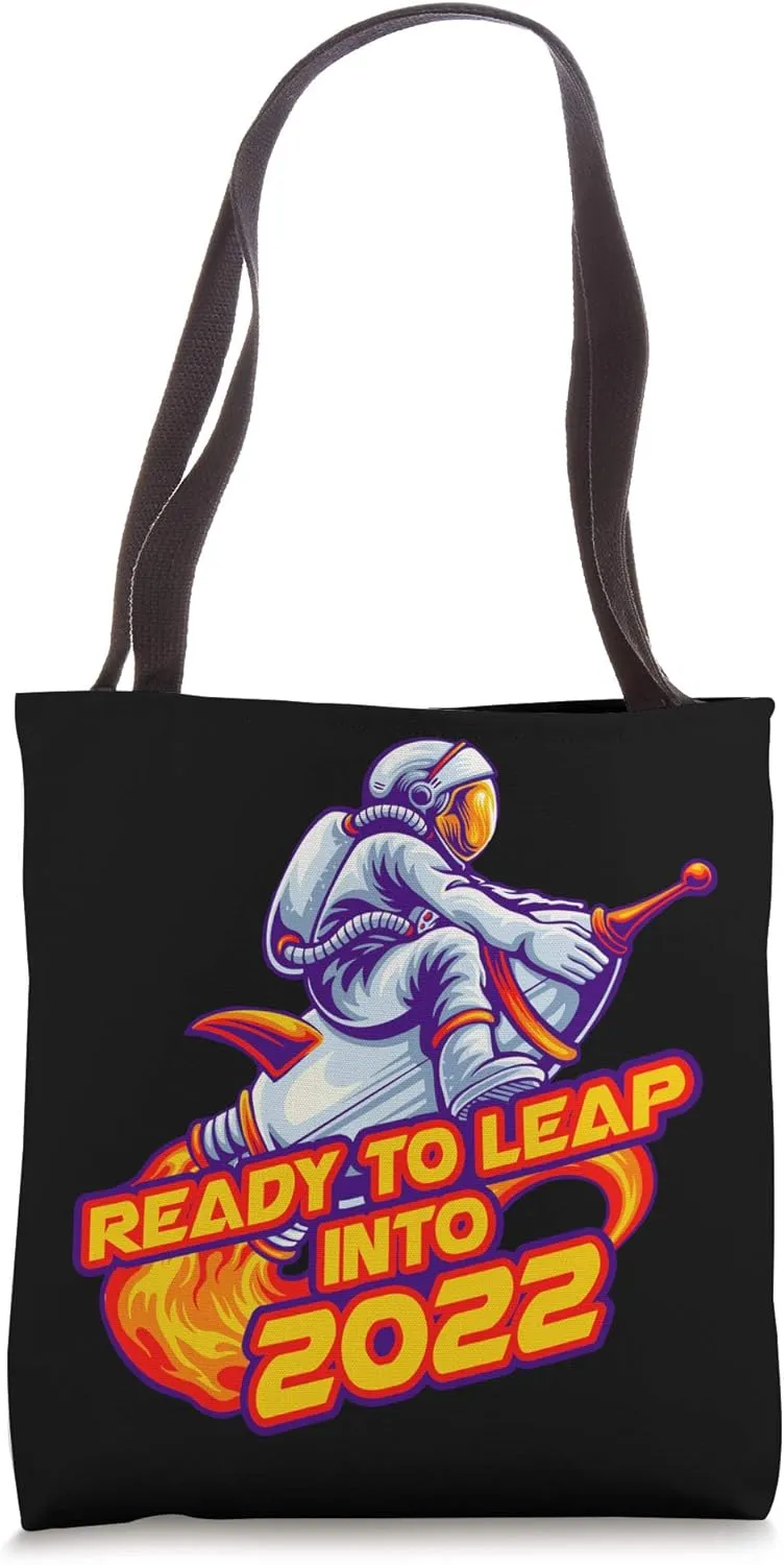 Ready To Leap Into 2022 Astronaut Space Time Travel Gift Tote Bag