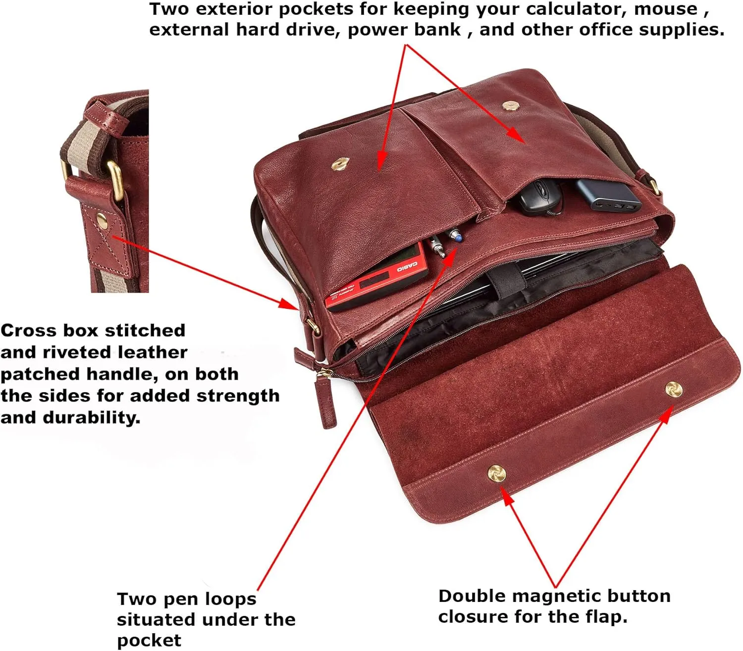 Real Leather Laptop Bag Men Women Distressed Vintage Messenger Satchel Shoulder Bag