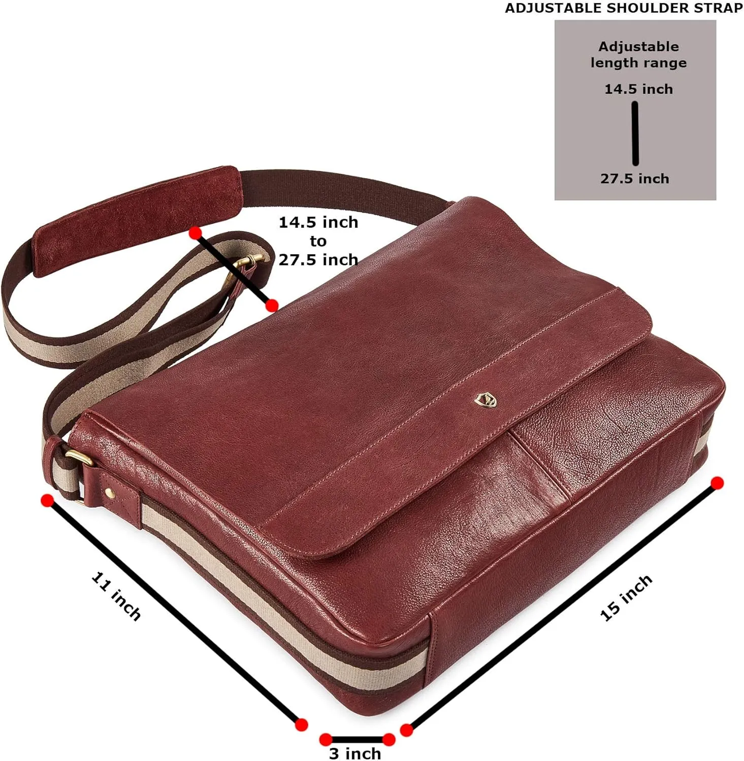 Real Leather Laptop Bag Men Women Distressed Vintage Messenger Satchel Shoulder Bag