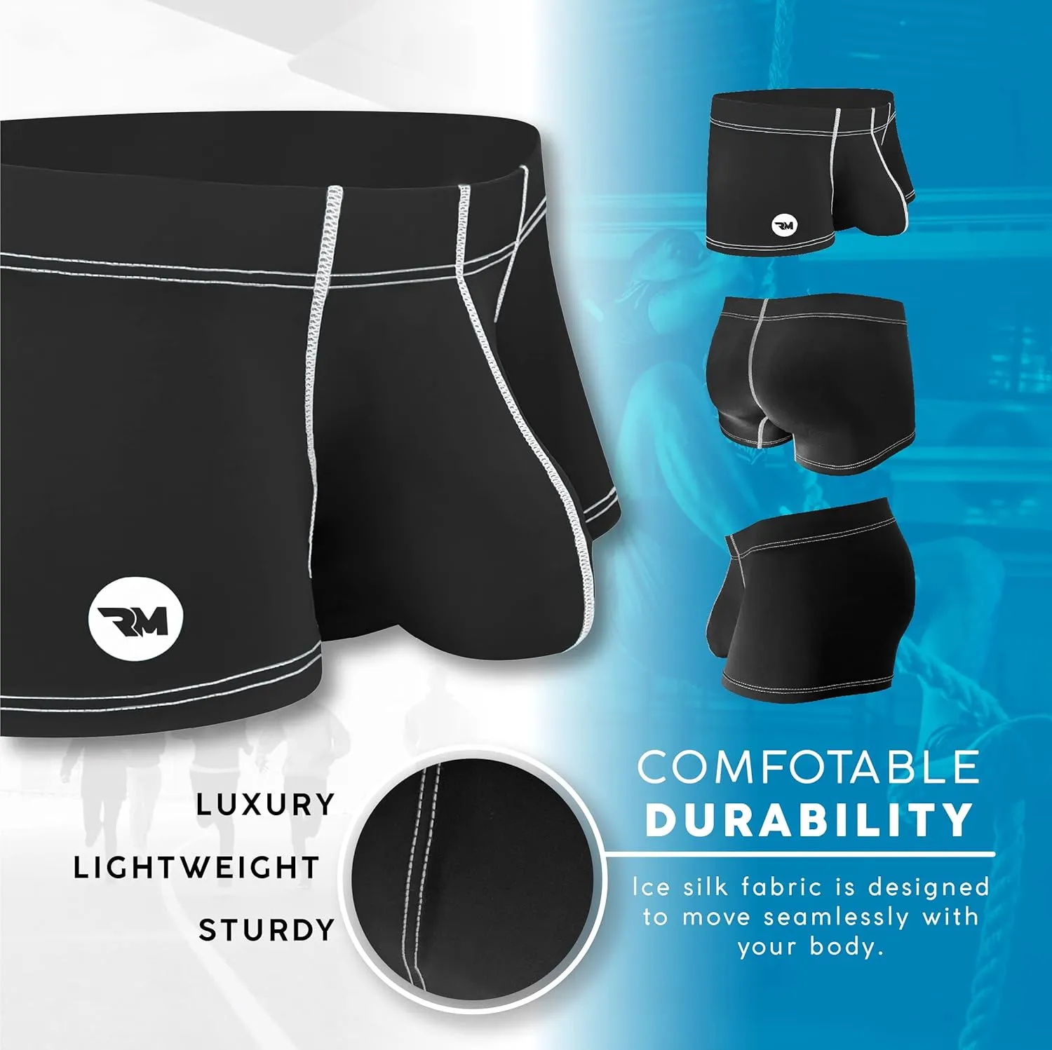 Real Men Bulge Enhancing Pouch Underwear for Men – 1 or 4 Pack Nylon 3 Inches- Ice Silk Mens Boxer Briefs ABCD Pouches XS-5XL