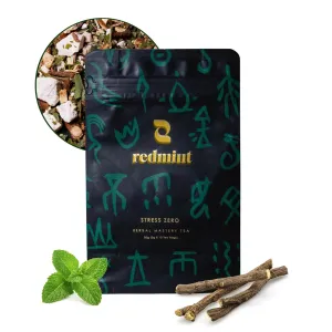 Redmint Herbal Tea Mastery - Stress Zero, Restful Herbal Tea Bag for Relaxing and Calming, Made with Natural Ingredients Ginger & Peppermint, Caffeine Free & Vegan, 10 Pouches per Bag