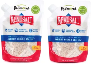 Redmond Real Sea Salt - Natural Unrefined Gluten Free Kosher, 16 Ounce Pouch (2 Pack)