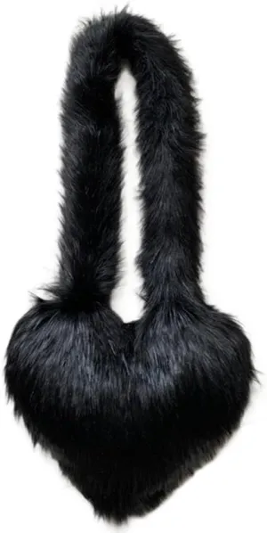 Rejolly Heart Shaped Furry Purse for Women Large Soft Shoulder Bag Fluffy Faux Fur Trendy Y2K Girls Handbag