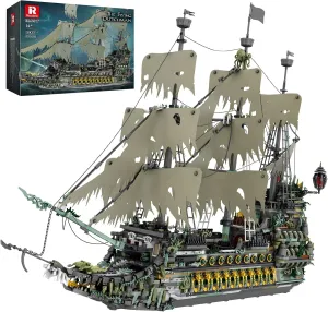 Reobrix Pirate Ship Building Sets, MOC Flying Dutchman Model Toy Boat,Green Ghost Ship Building Blocks Sets 66037,Toy Sets for Adults,Halloween Home Decor Birthday Gifts for Kids 14 (5503 PCS