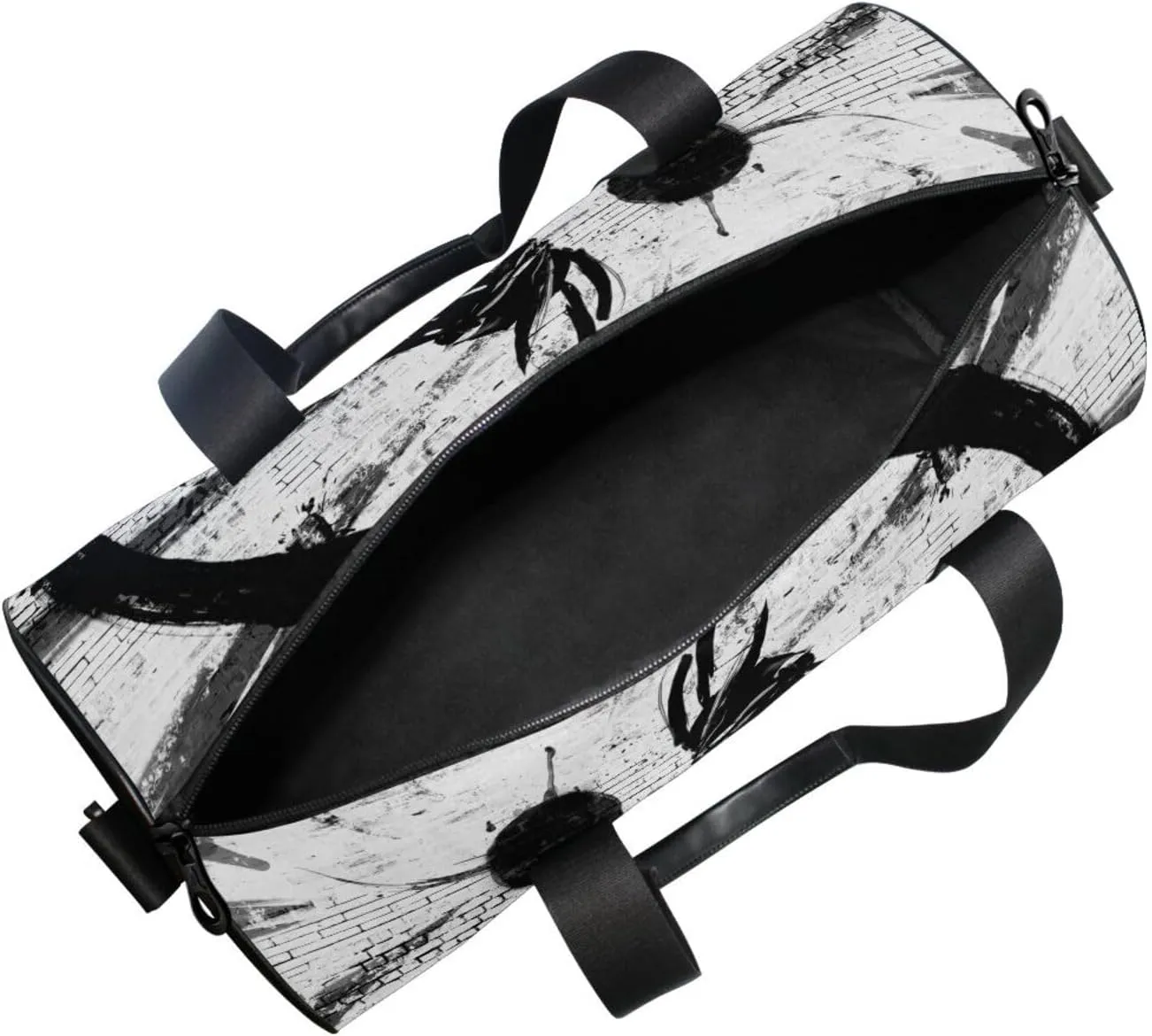 Retro Brick wall of a Japanese Warrior Graffiti Ink Circle Sun Portable Gym Bag, Travel Bag, Luggage bag, Sports Bag, Toiletry Bag with Handles, Detachable Shoulder Strap 17.6 x 9 x 9 inch