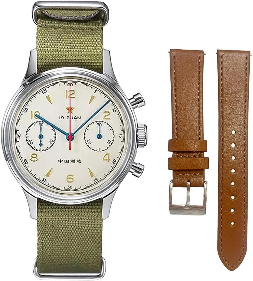 Retro-Chronograph 1963 Original ST1901 Movement Men Mechanical Watch Hand Winding Sapphire & Acrylic Mirror Pilot Wristwatch