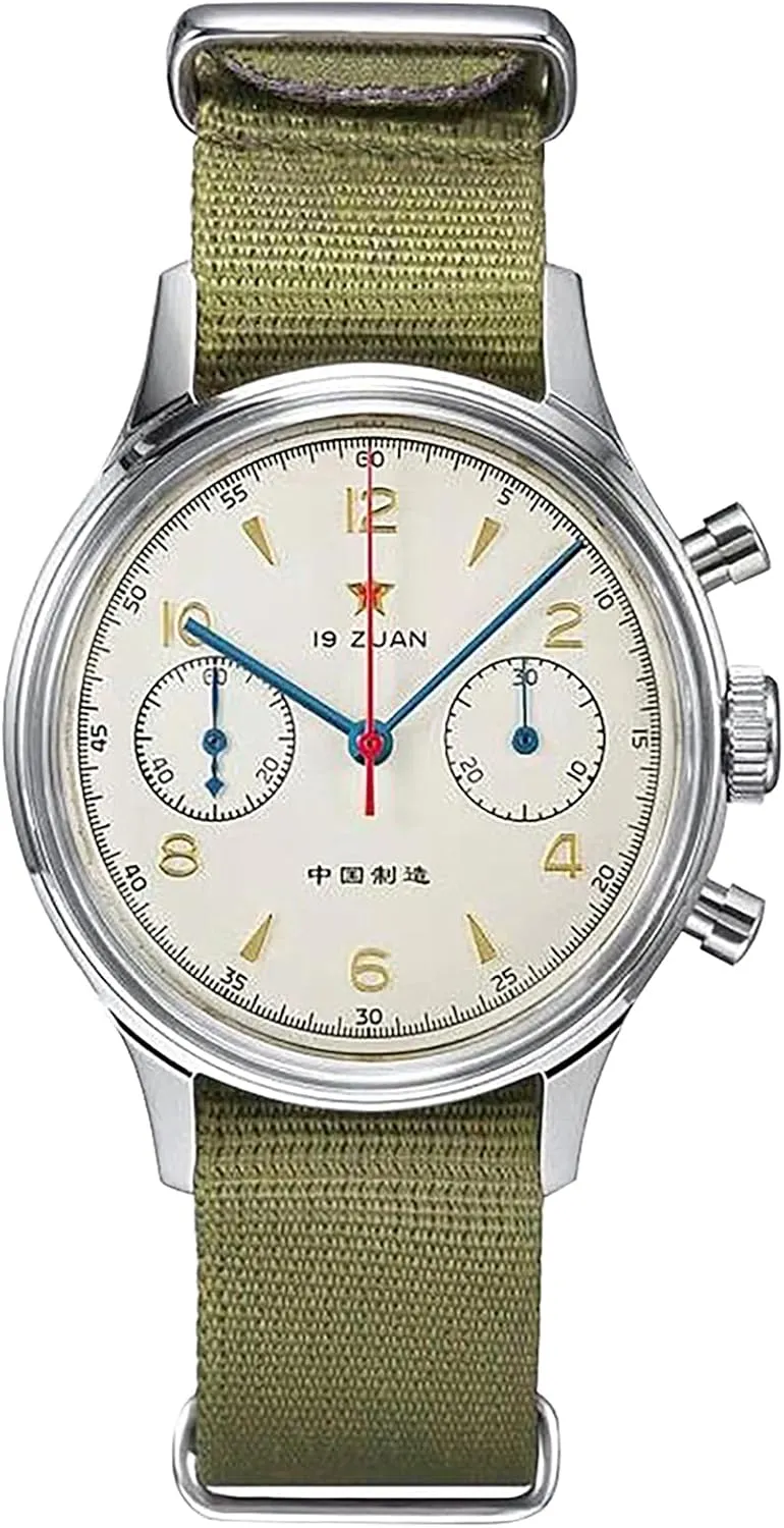 Retro-Chronograph 1963 Original ST1901 Movement Men Mechanical Watch Hand Winding Sapphire & Acrylic Mirror Pilot Wristwatch