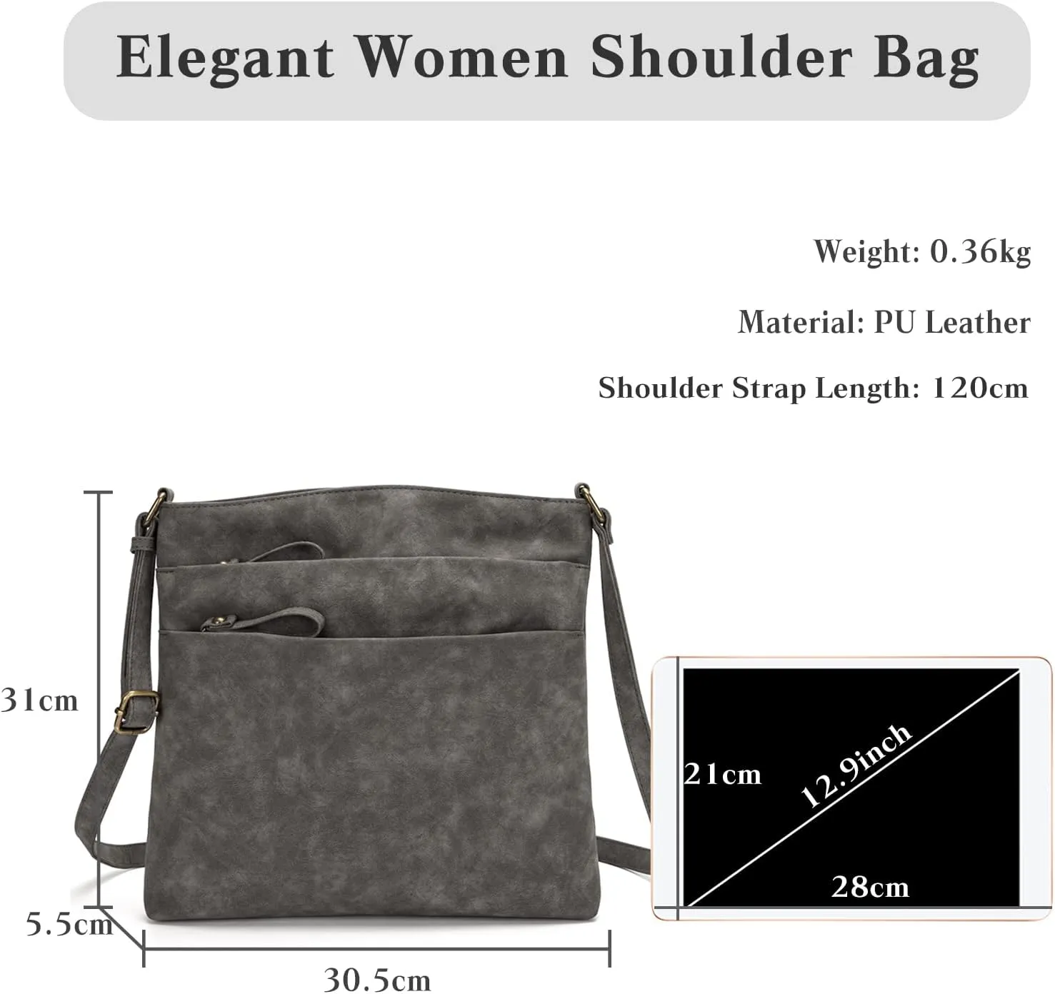 Retro Crossbody Bag Women Shoulder Bag Waterproof Satchel Bag PU Leather Multi-pocket Messenger Bag