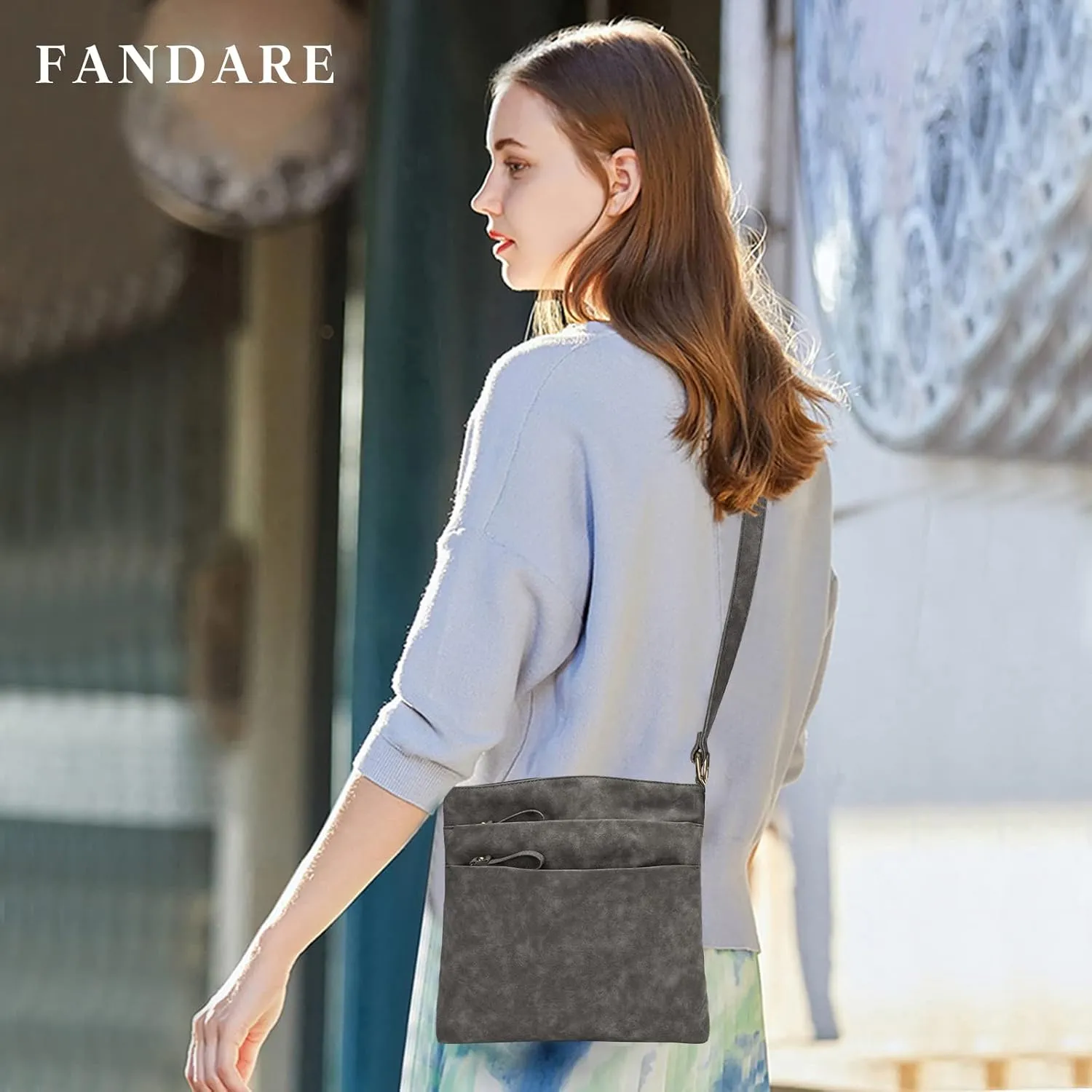 Retro Crossbody Bag Women Shoulder Bag Waterproof Satchel Bag PU Leather Multi-pocket Messenger Bag