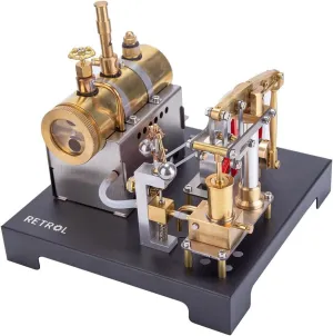 Retrol SE-01 Steam Engine That Works, Full Metal Stationary Beam Steam Engine and Horizontal Boiler Kit, Physics Mechanics Experiment Teaching Instrument (84PCS)