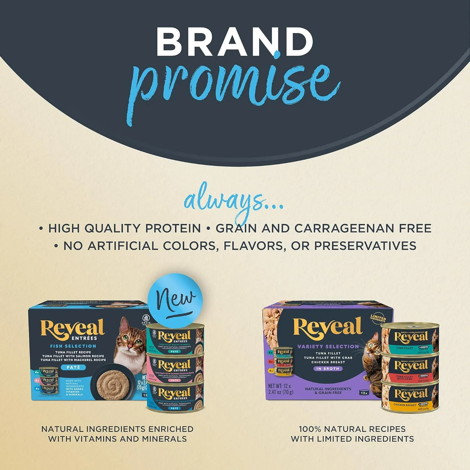 Reveal Natural Wet Cat Food, 12 Count, Grain Free, Limited Ingredient Canned Food for Cats, Chicken Variety in Broth, 2.47 oz Cans