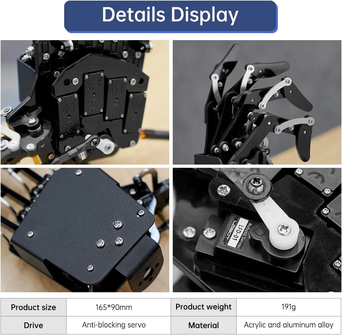 Robot Hand Five Fingers Solely Movement Bionic Robot Mechanical Arm DIY - Left Hand with Servo Tester