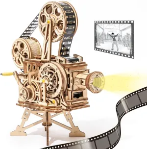 ROKR 3D Wooden Puzzles for Adults- 183pcs Mechanical Model Building Kit Wooden Craft Movie Projector Gift for Adults &Teens (Vitascope)