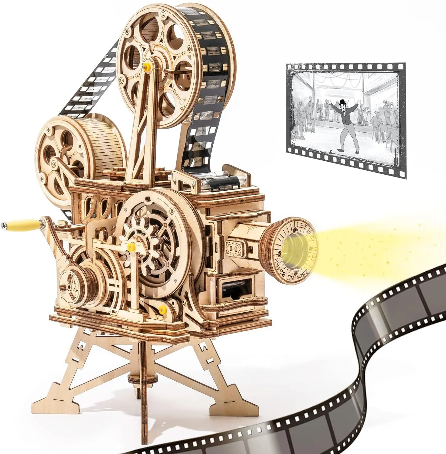 ROKR 3D Wooden Puzzles for Adults- 183pcs Mechanical Model Building Kit Wooden Craft Movie Projector Gift for Adults &Teens (Vitascope)