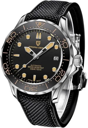 RollsTimi Pagani Design Men's Mechanical Watch Hour Hand Bright Steel Dive Watch Japanese Movement Sapphire Crystal Calendar Display Fashion Business NH35 Watch 1667