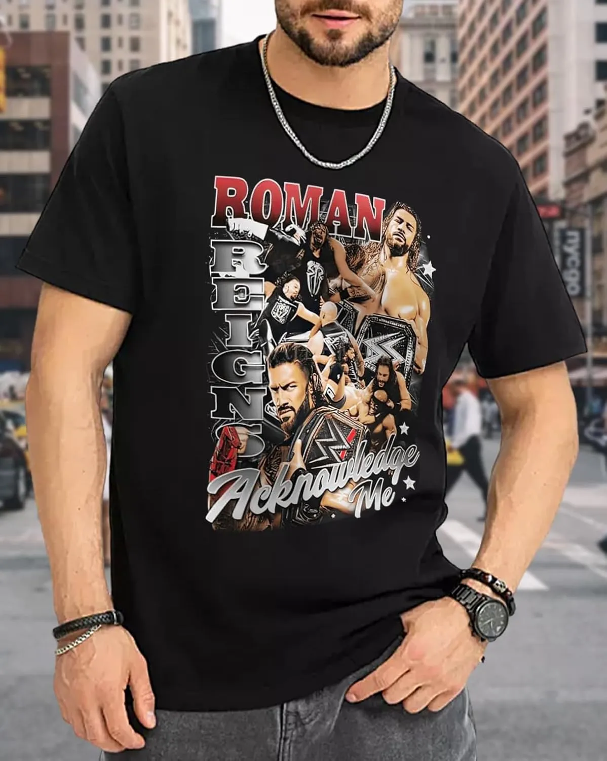 Roman and Reigns Wrestling T Shirts Cotton Short Sleeve Crewneck Cool Top Clothing for Wrestling Enthusiasts and Fans