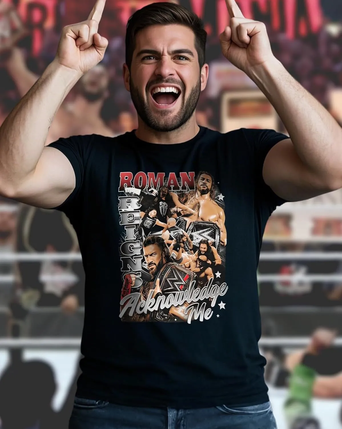 Roman and Reigns Wrestling T Shirts Cotton Short Sleeve Crewneck Cool Top Clothing for Wrestling Enthusiasts and Fans