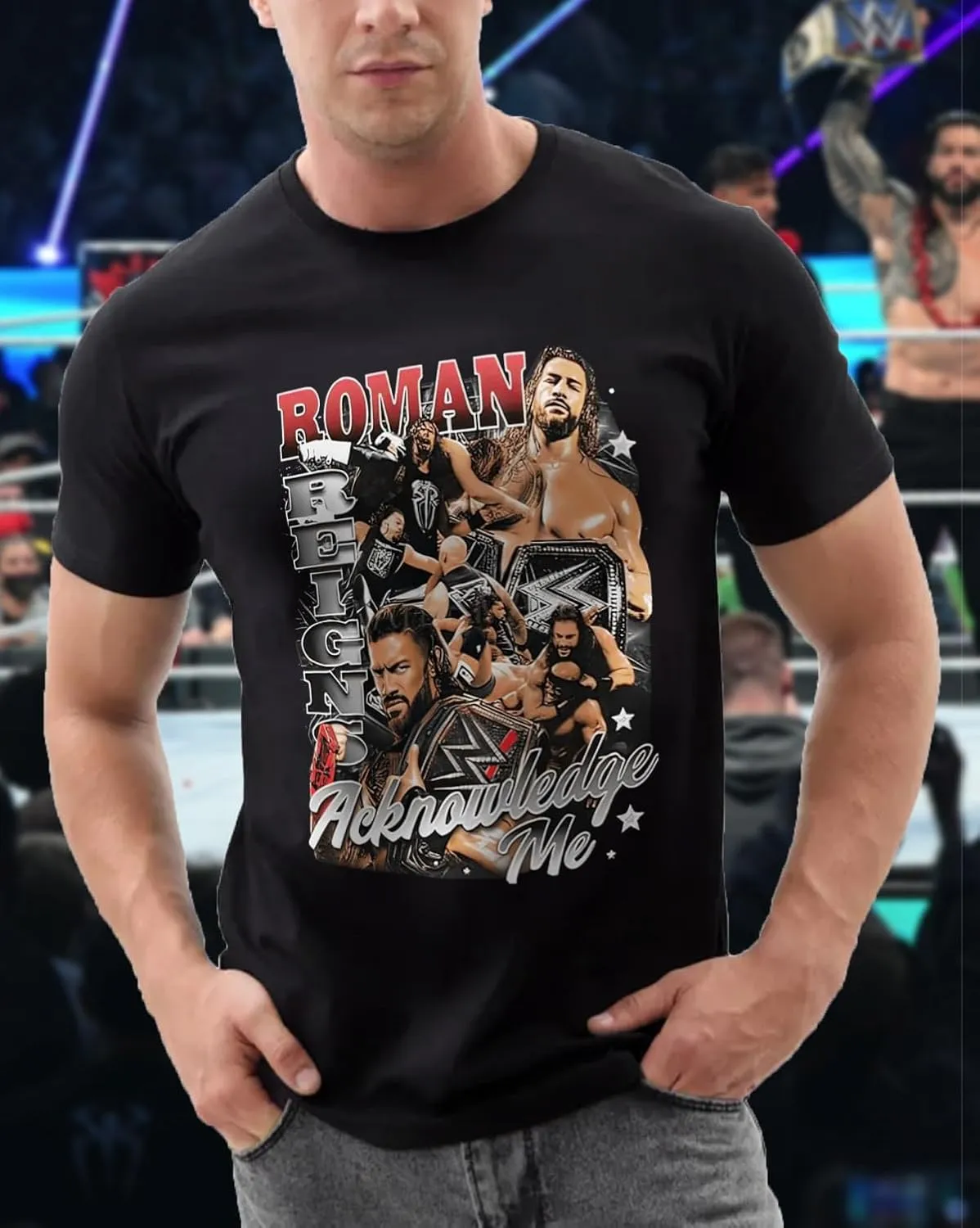 Roman and Reigns Wrestling T Shirts Cotton Short Sleeve Crewneck Cool Top Clothing for Wrestling Enthusiasts and Fans