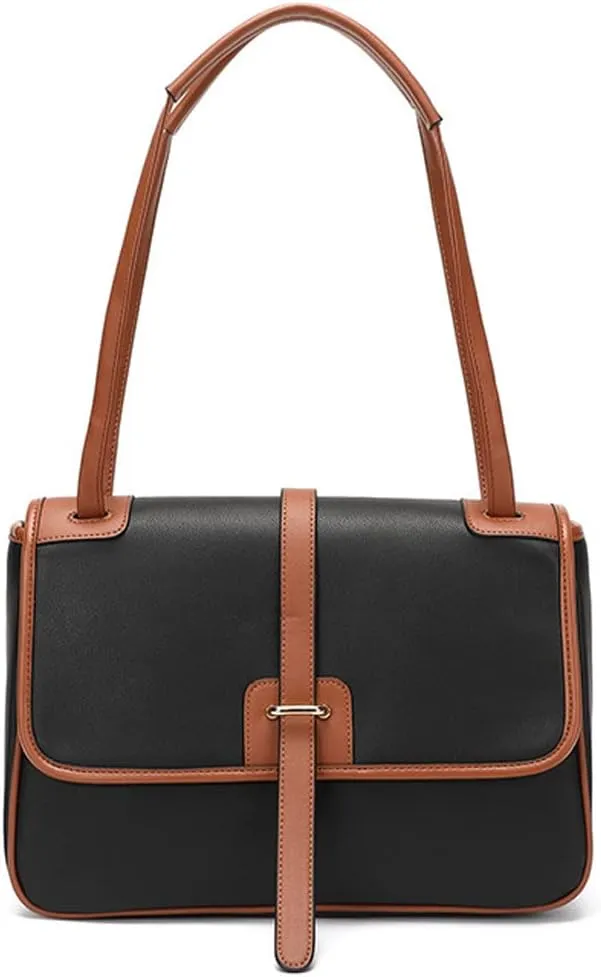 ROUROU Large Capacity Shoulder Bag for Women Genuine Leather Handbag Retro Tote Bag Casual Satchel