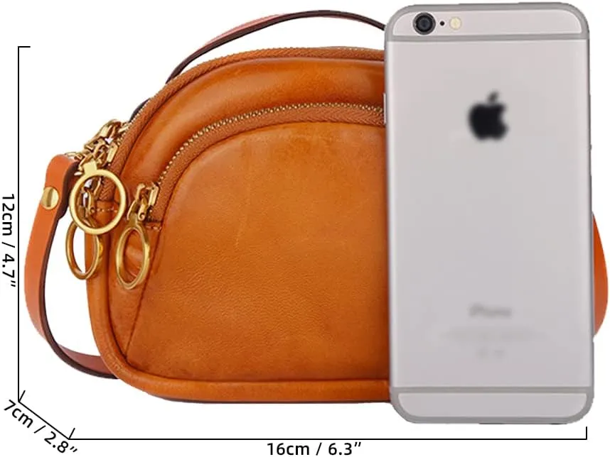 ROUROU Retro Shoulder Bag for Women Top Handle Handbag Mini Crossbody Bag Genuine Leather Clutch Bag Coin Purse Wallet