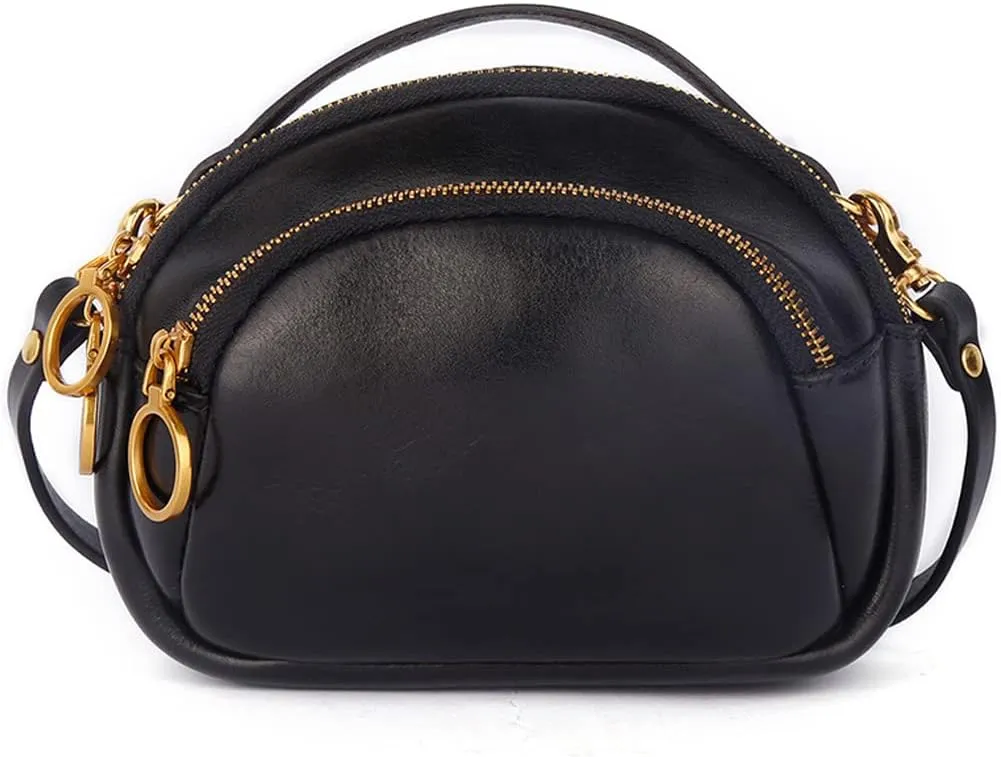 ROUROU Retro Shoulder Bag for Women Top Handle Handbag Mini Crossbody Bag Genuine Leather Clutch Bag Coin Purse Wallet