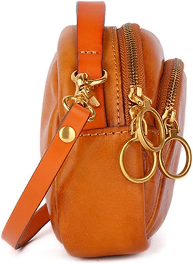 ROUROU Retro Shoulder Bag for Women Top Handle Handbag Mini Crossbody Bag Genuine Leather Clutch Bag Coin Purse Wallet