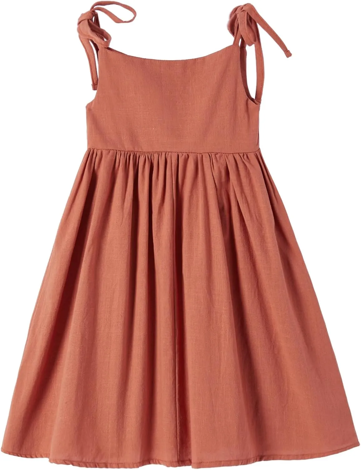 Rysly Girls Cotton-Linen Sleeveless Dress with Shoulder Straps and Pockets Toddler Girls Sundress