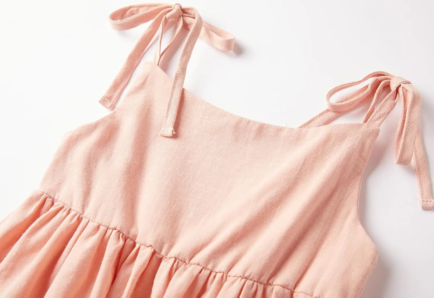 Rysly Girls Cotton-Linen Sleeveless Dress with Shoulder Straps and Pockets Toddler Girls Sundress