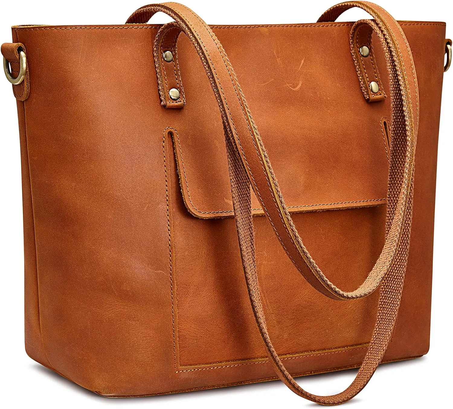 S-ZONE Women Genuine Leather Tote Bag Shoulder Handbag Vintage Crossbody Purse